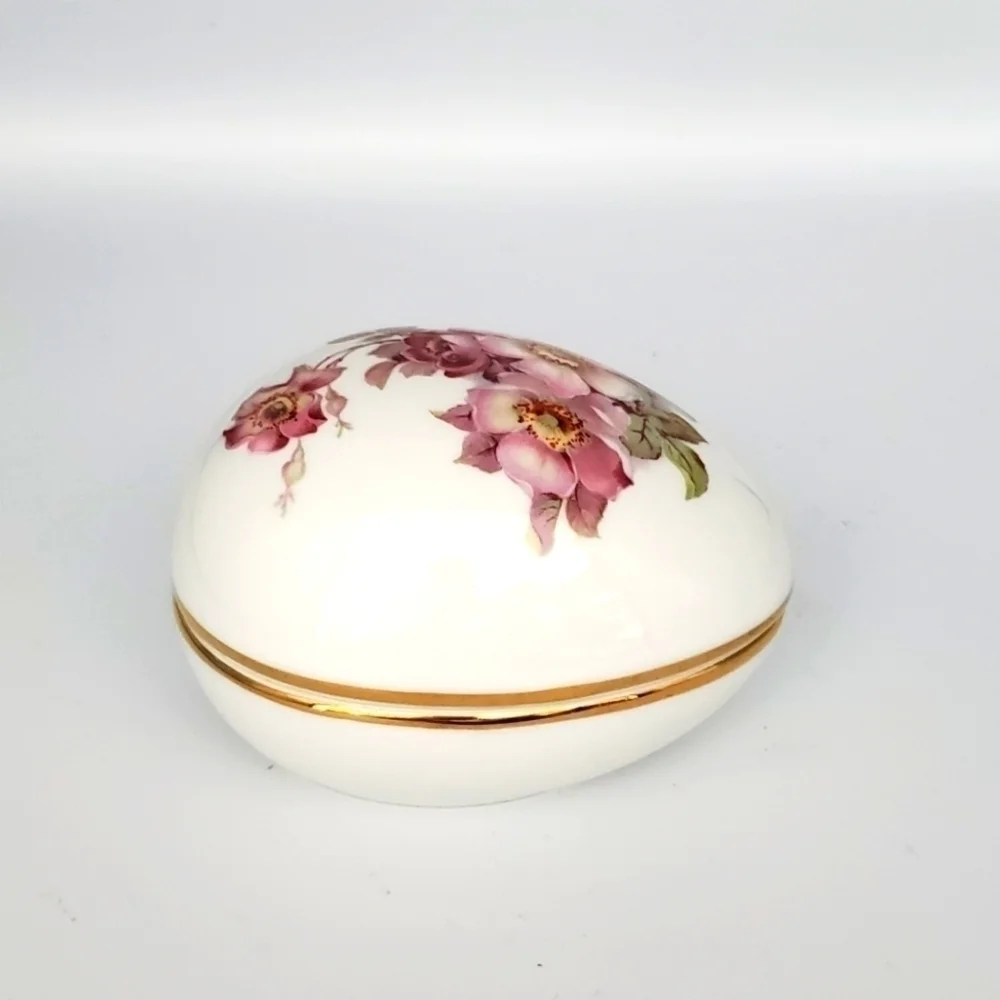 Gerold Porzellan Floral Egg Trinket Box Porcelain Vintage West Germany